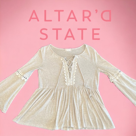 Altar’d State Boho Blouse | Womens Boho Wide Sleeve Babydoll‎ Top - Picture 1 of 8
